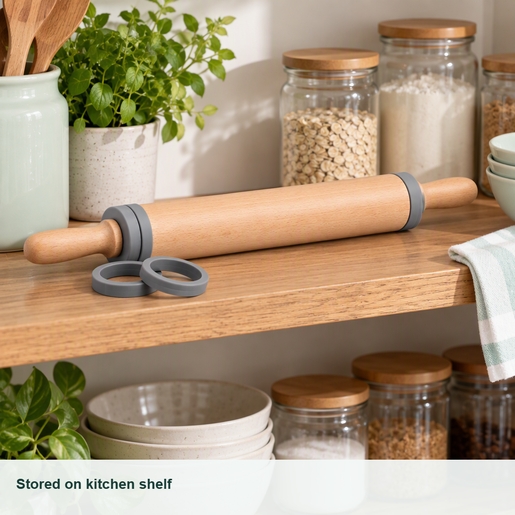 LKLKJM® Adjustable Rolling Pin with Thickness Rings — shoppilot-356349c3-f813-4a0f-b504-464f90108f90 — 3